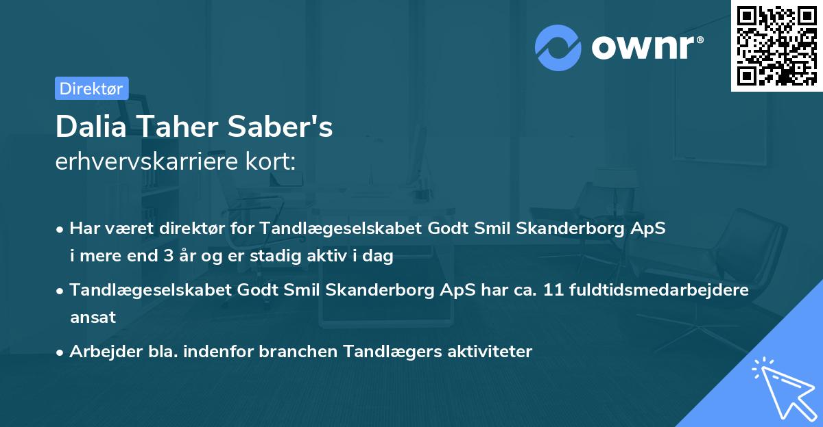 Dalia Taher Saber's erhvervskarriere kort