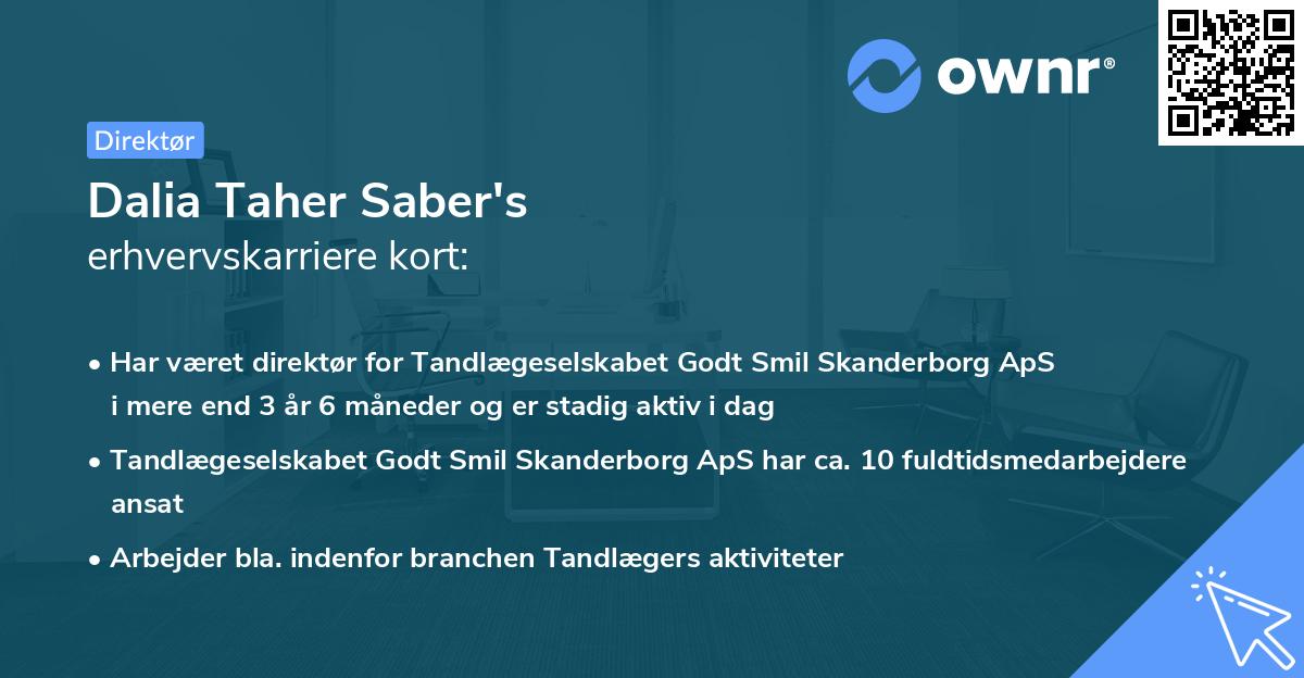 Dalia Taher Saber's erhvervskarriere kort