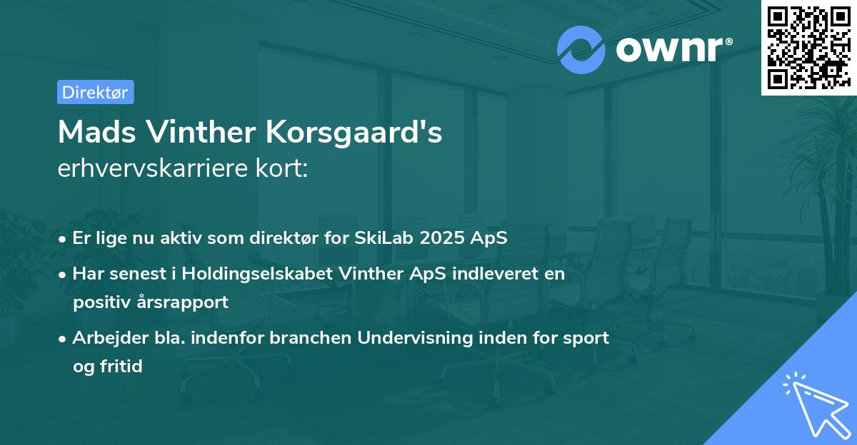 Mads Vinther Korsgaard's erhvervskarriere kort