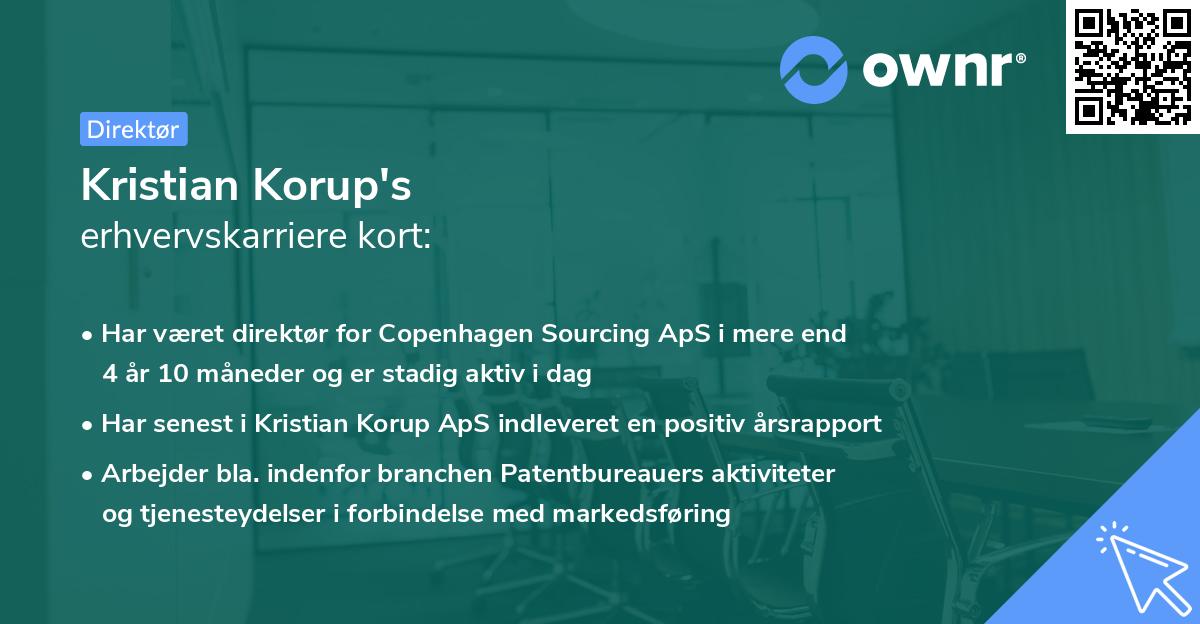 Kristian Korup's erhvervskarriere kort