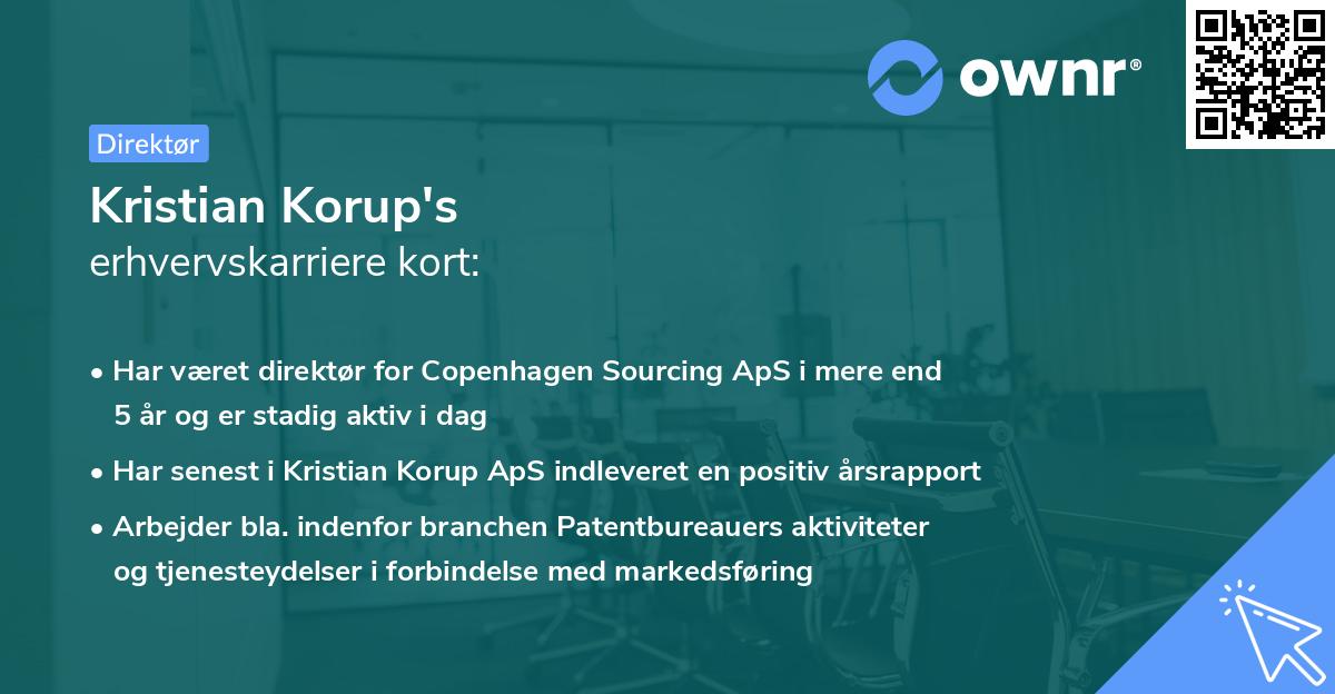 Kristian Korup's erhvervskarriere kort