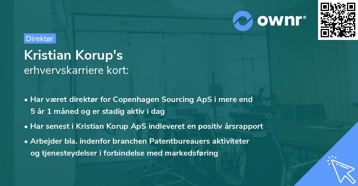 Kristian Korup's erhvervskarriere kort