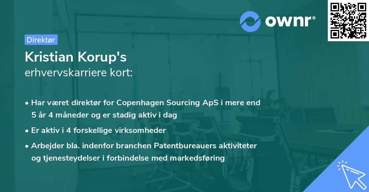 Kristian Korup's erhvervskarriere kort