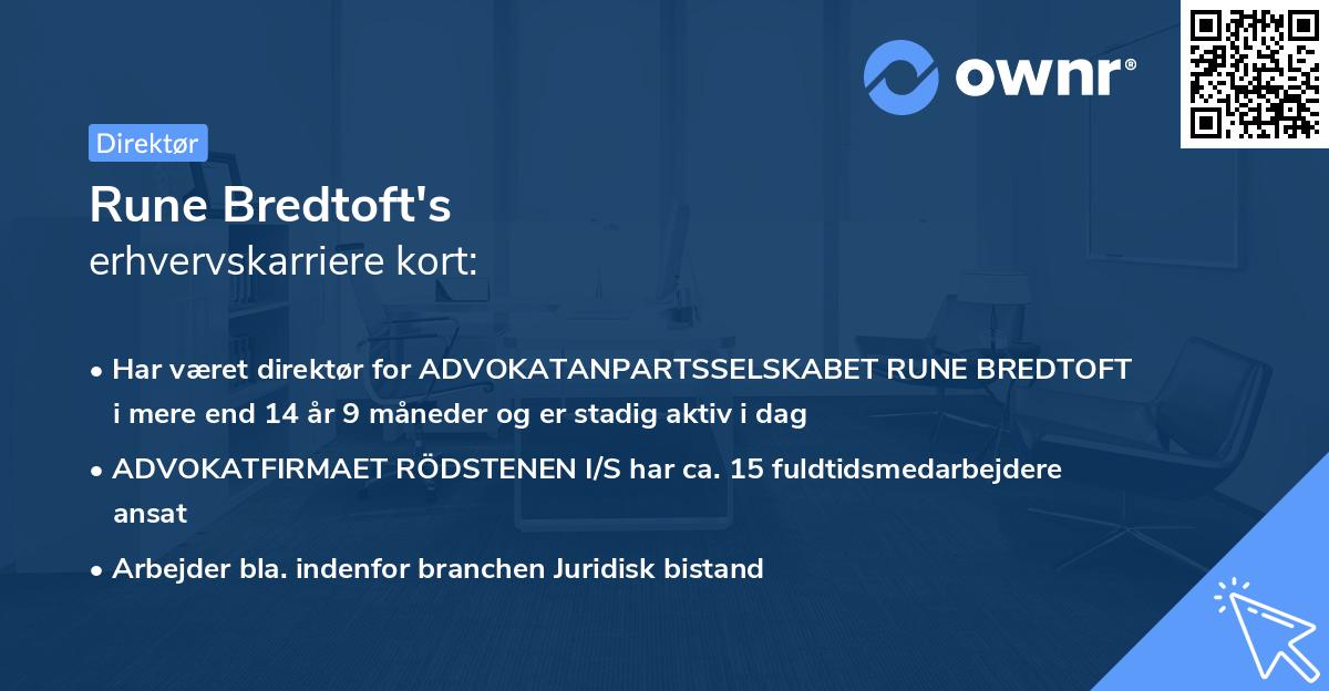 Rune Bredtoft's erhvervskarriere kort