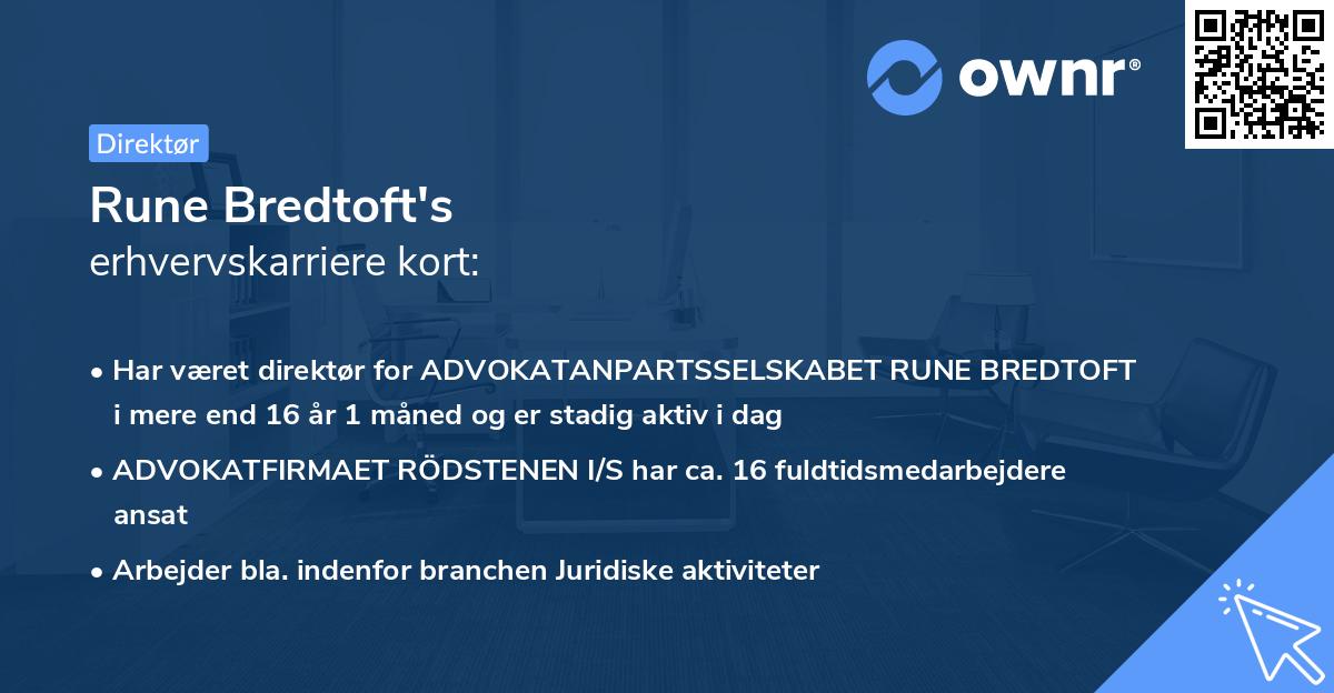 Rune Bredtoft's erhvervskarriere kort