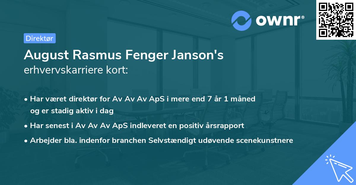 August Rasmus Fenger Janson's erhvervskarriere kort