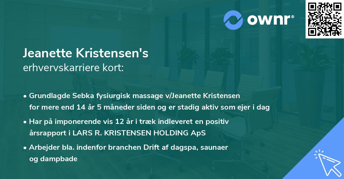 Jeanette Kristensen's erhvervskarriere kort