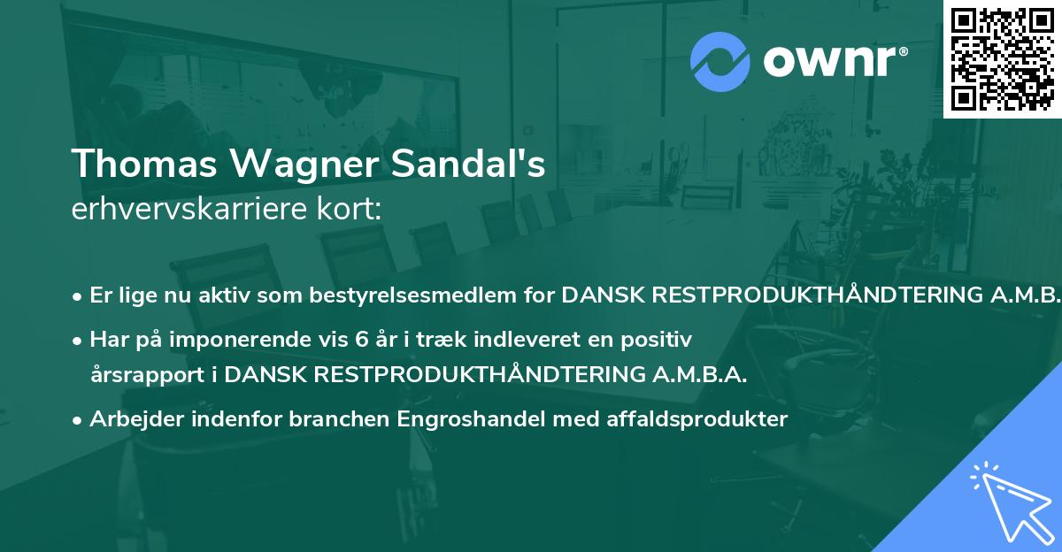 Thomas Wagner Sandal's erhvervskarriere kort
