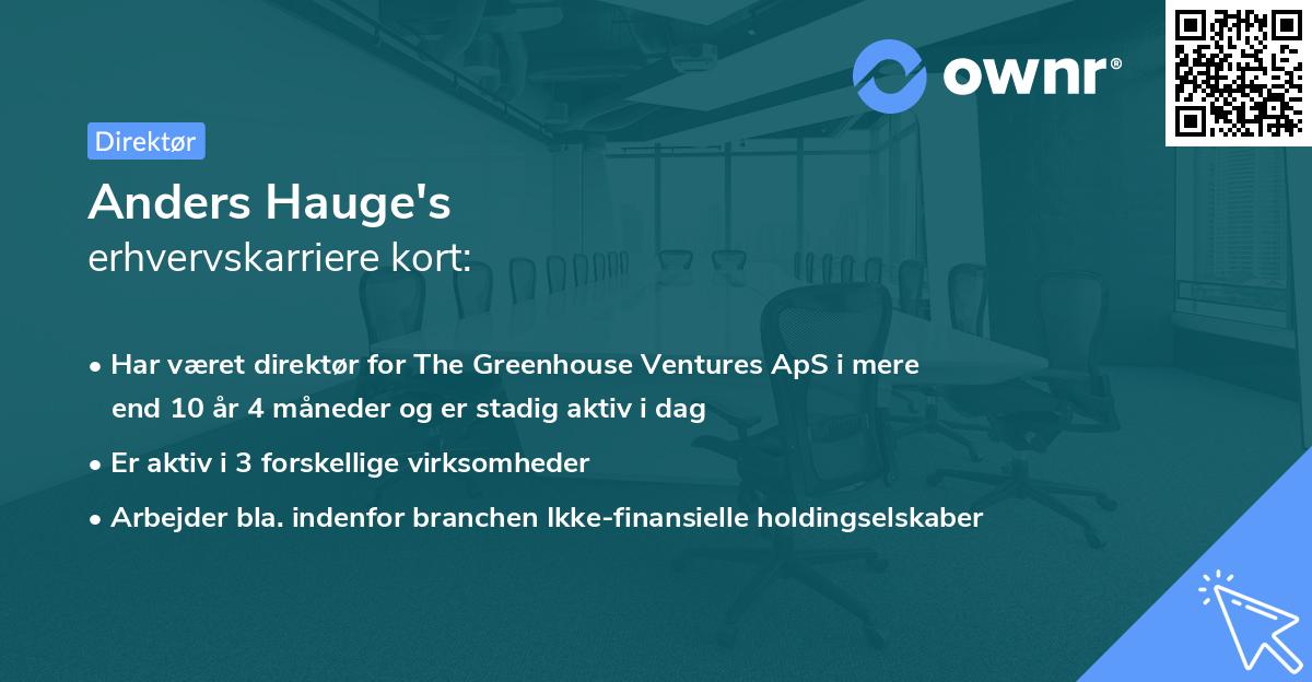 Anders Hauge's erhvervskarriere kort