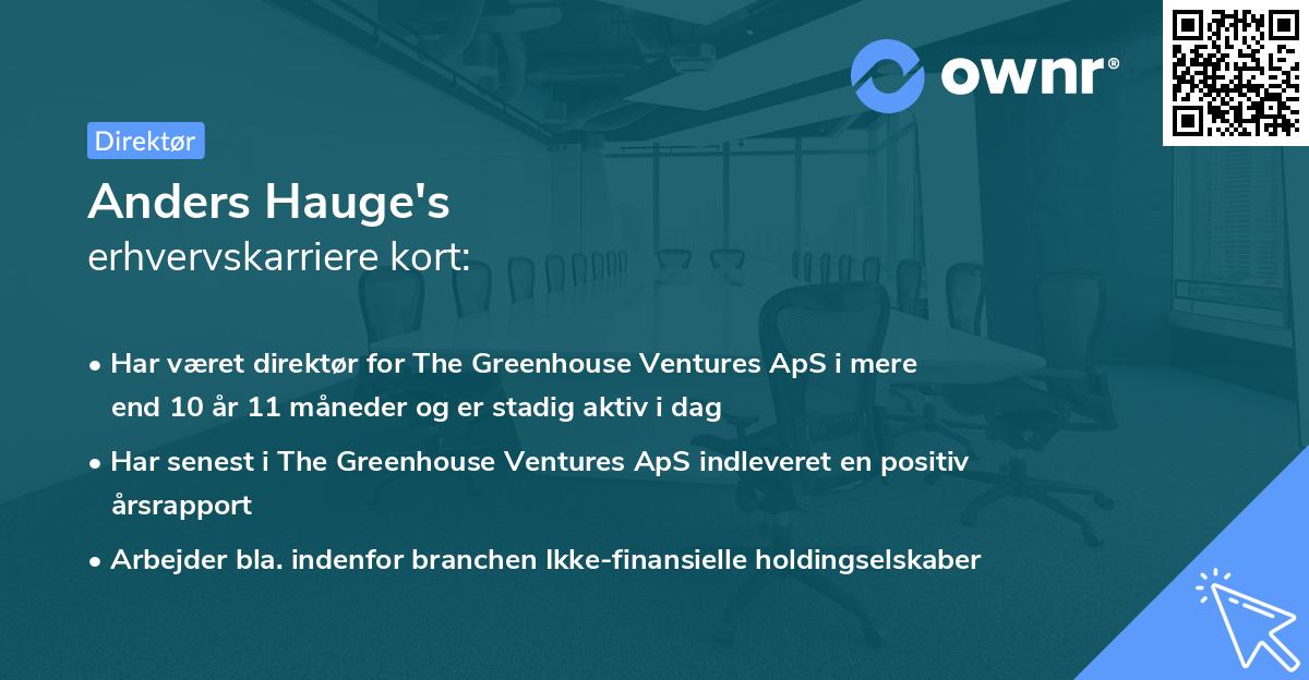 Anders Hauge's erhvervskarriere kort