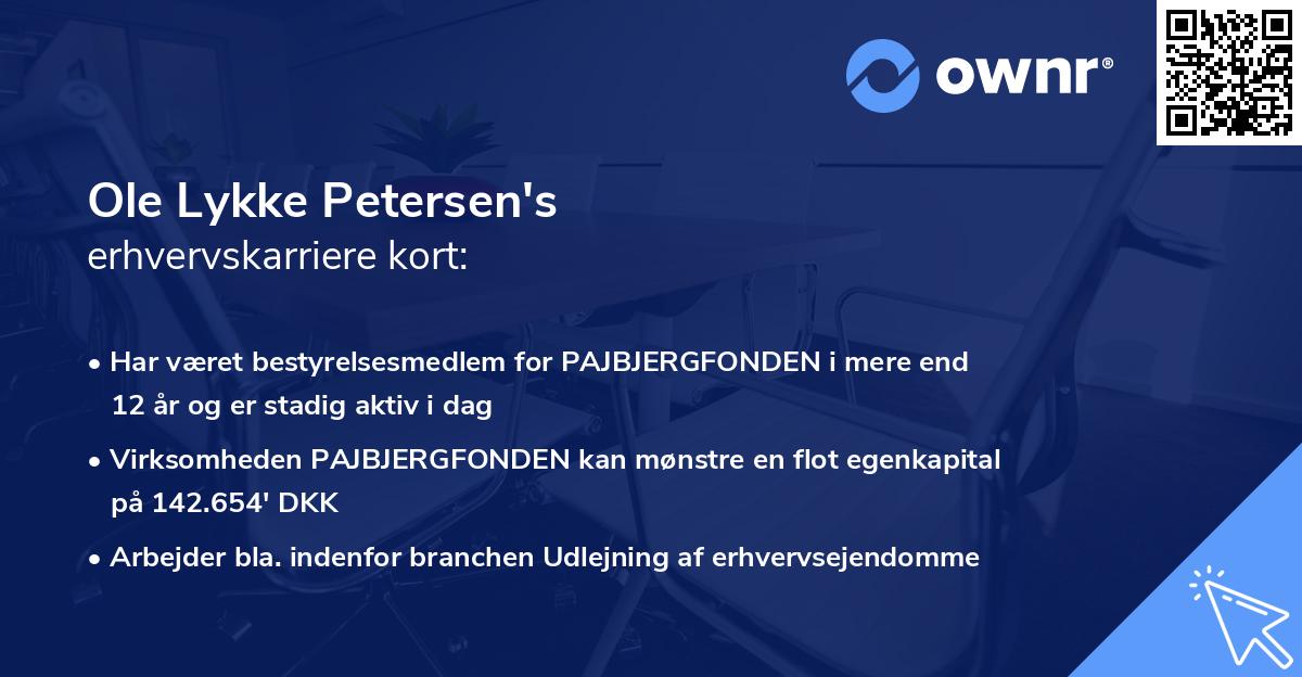 Ole Lykke Petersen's erhvervskarriere kort