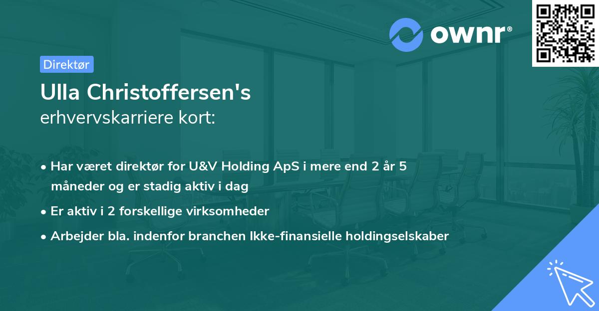 Ulla Christoffersen's erhvervskarriere kort