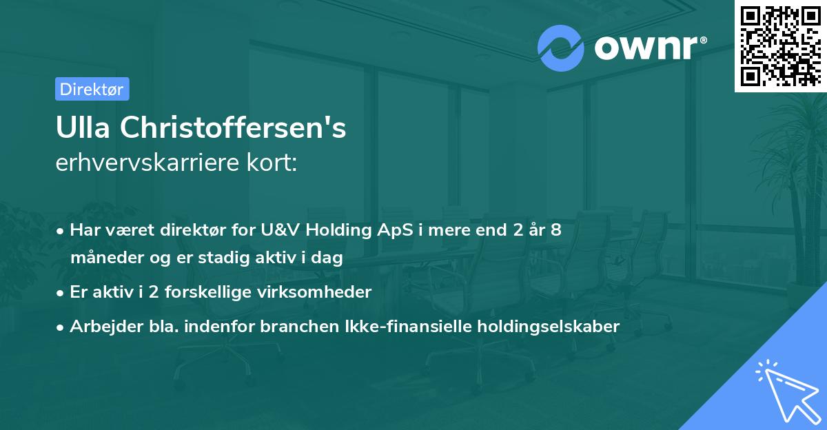 Ulla Christoffersen's erhvervskarriere kort