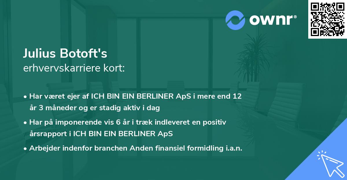 Julius Botoft's erhvervskarriere kort
