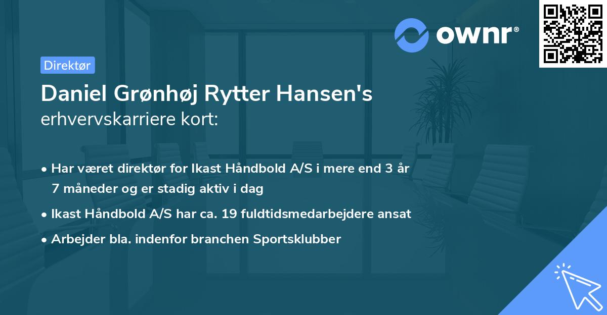 Daniel Grønhøj Rytter Hansen's erhvervskarriere kort
