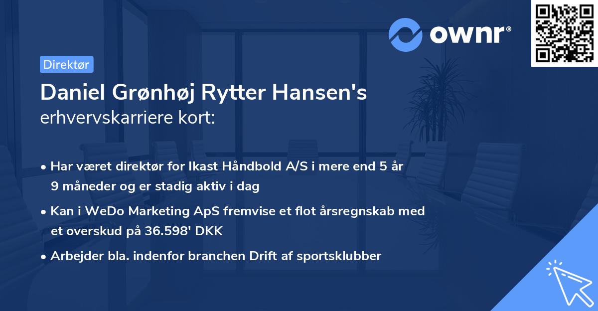 Daniel Grønhøj Rytter Hansen's erhvervskarriere kort