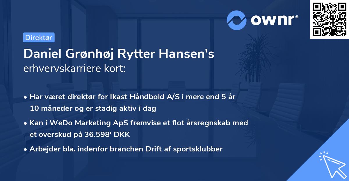 Daniel Grønhøj Rytter Hansen's erhvervskarriere kort