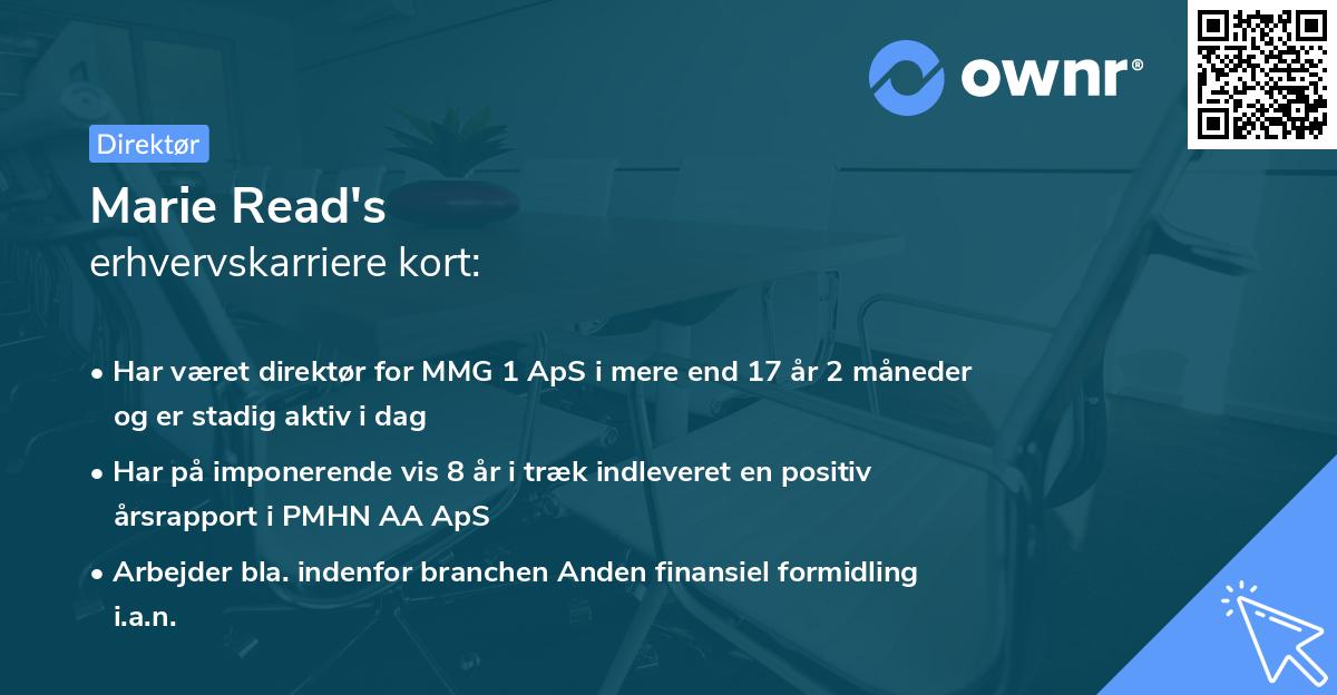 Marie Read's erhvervskarriere kort