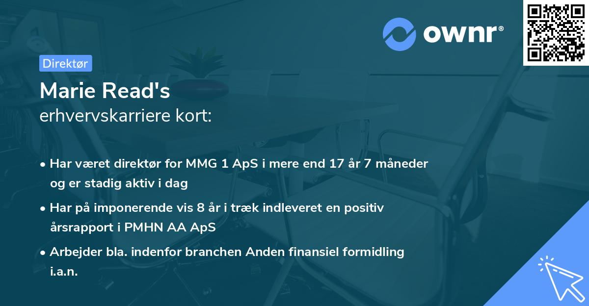 Marie Read's erhvervskarriere kort