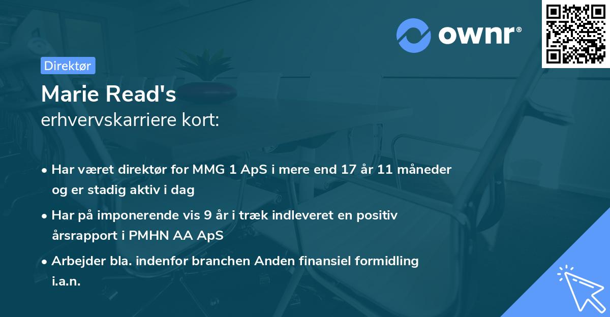 Marie Read's erhvervskarriere kort