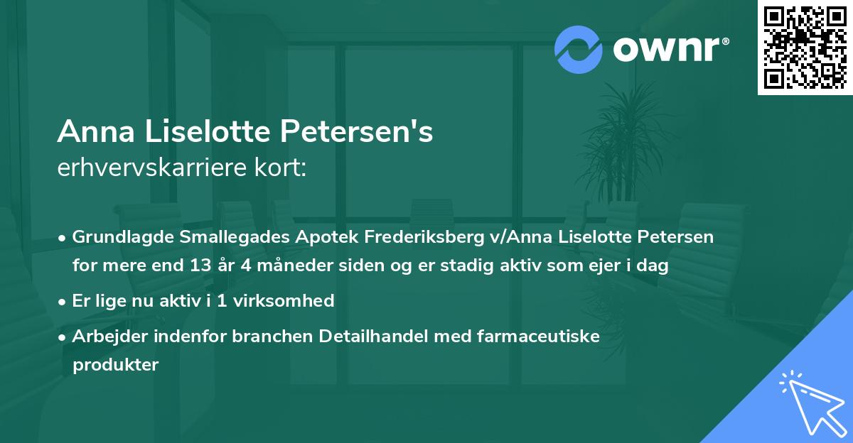 Anna Liselotte Petersen's erhvervskarriere kort