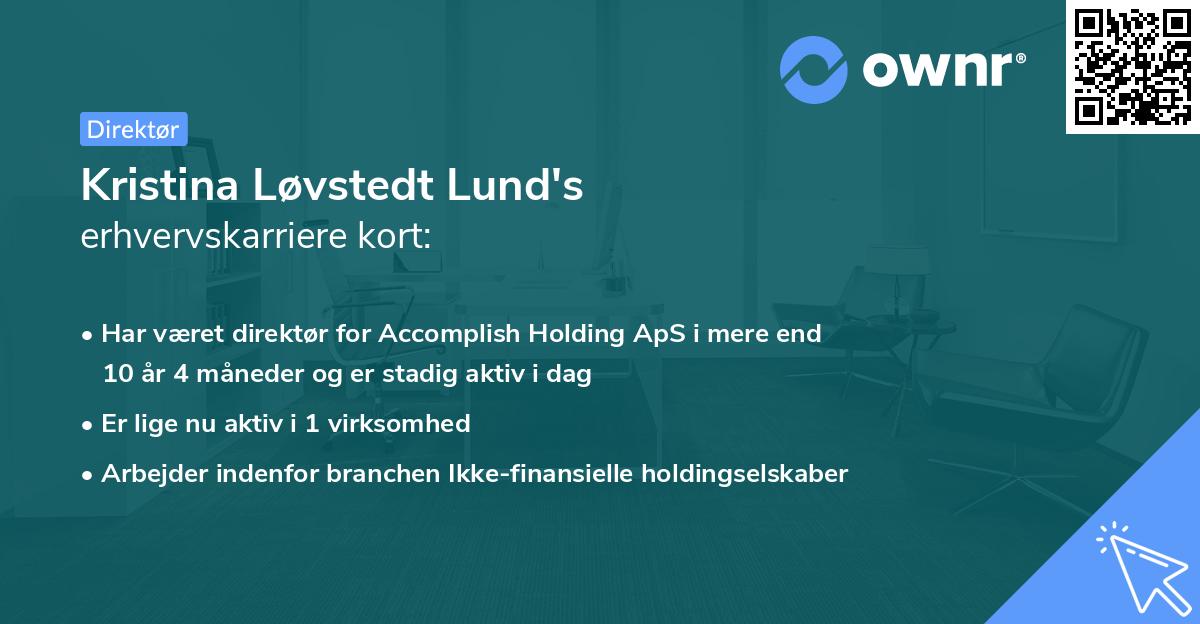 Kristina Løvstedt Lund's erhvervskarriere kort