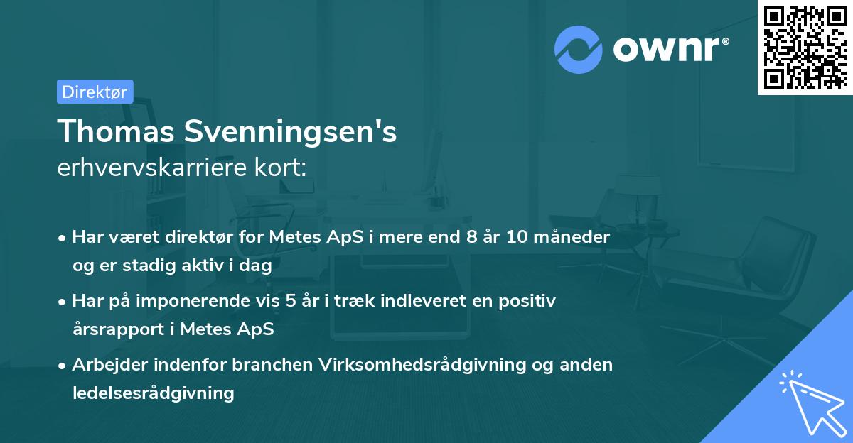 Thomas Svenningsen's erhvervskarriere kort