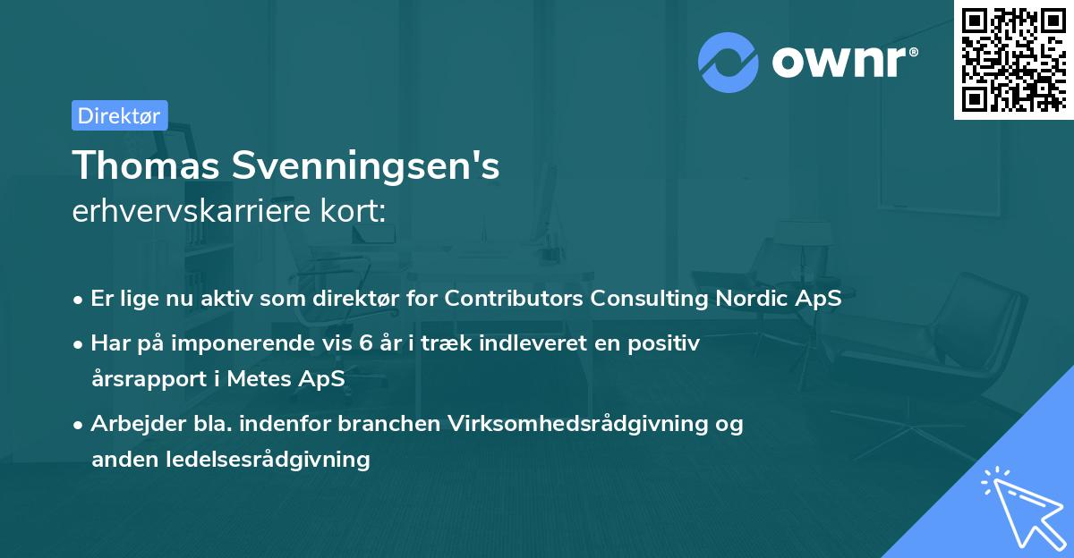 Thomas Svenningsen's erhvervskarriere kort