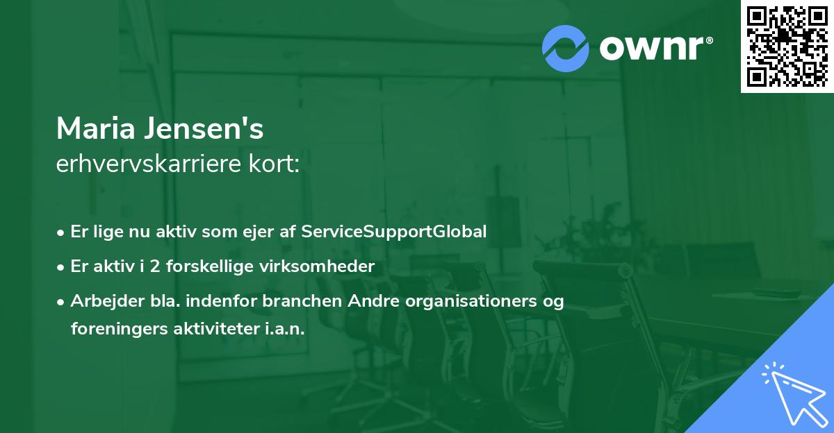 Maria Jensen's erhvervskarriere kort