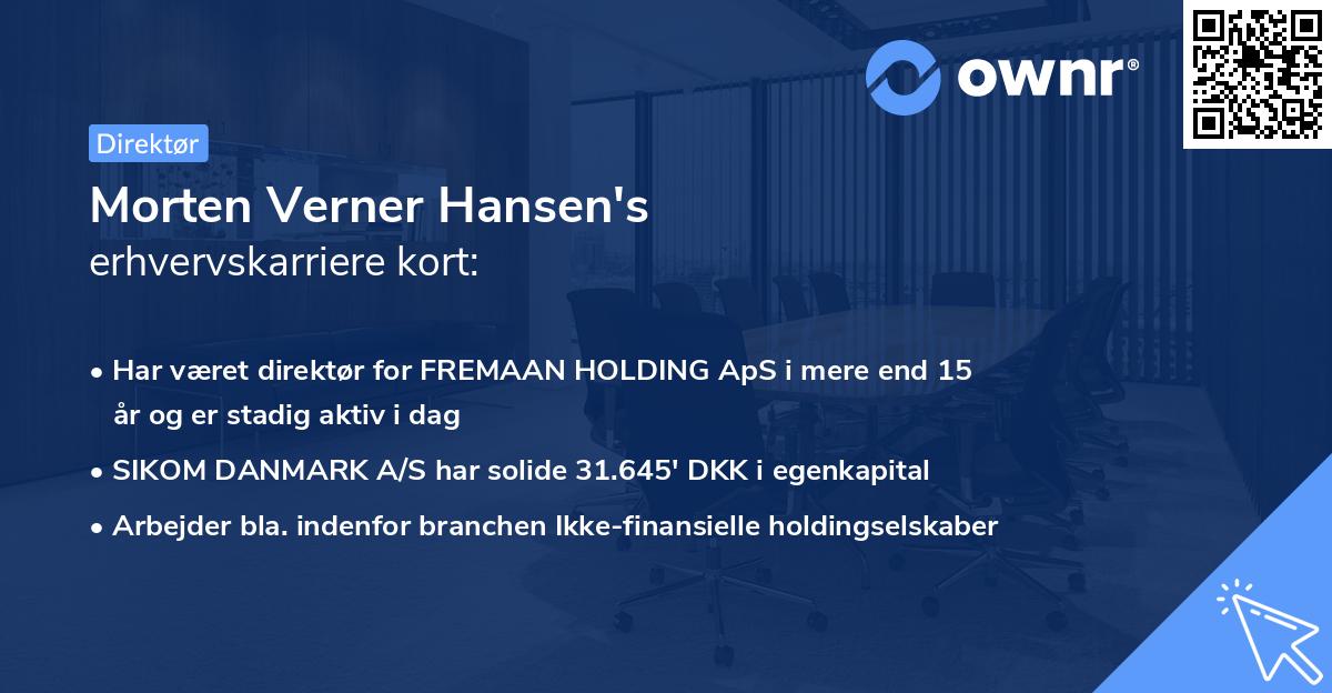 Morten Verner Hansen's erhvervskarriere kort