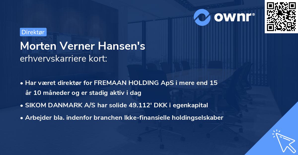 Morten Verner Hansen's erhvervskarriere kort