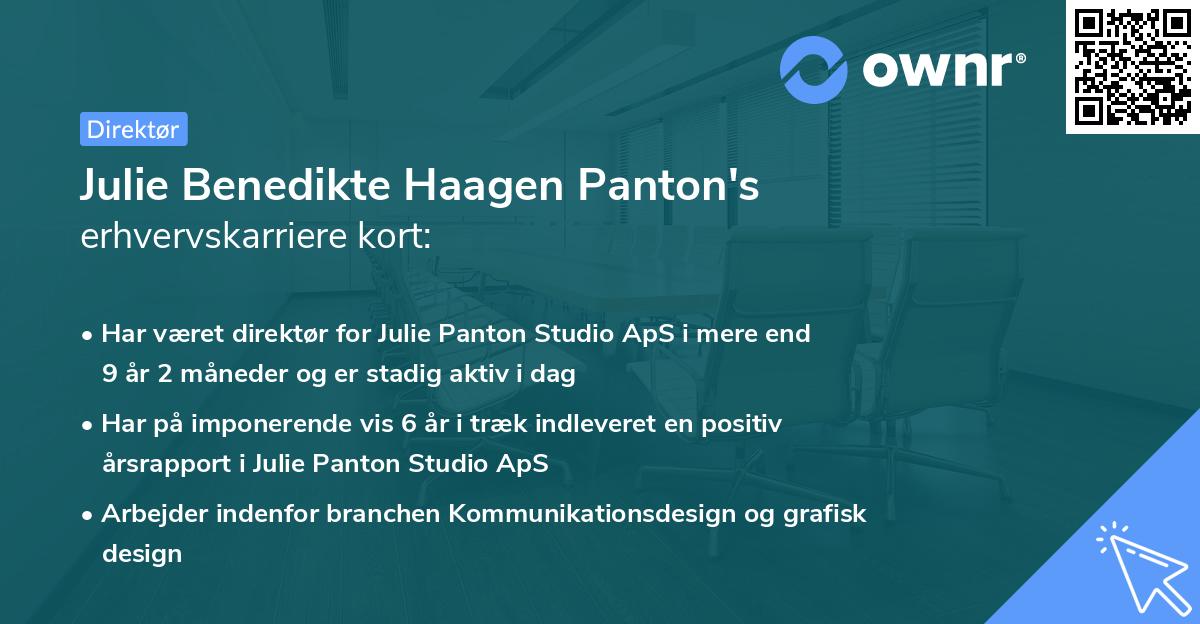 Julie Benedikte Haagen Panton's erhvervskarriere kort