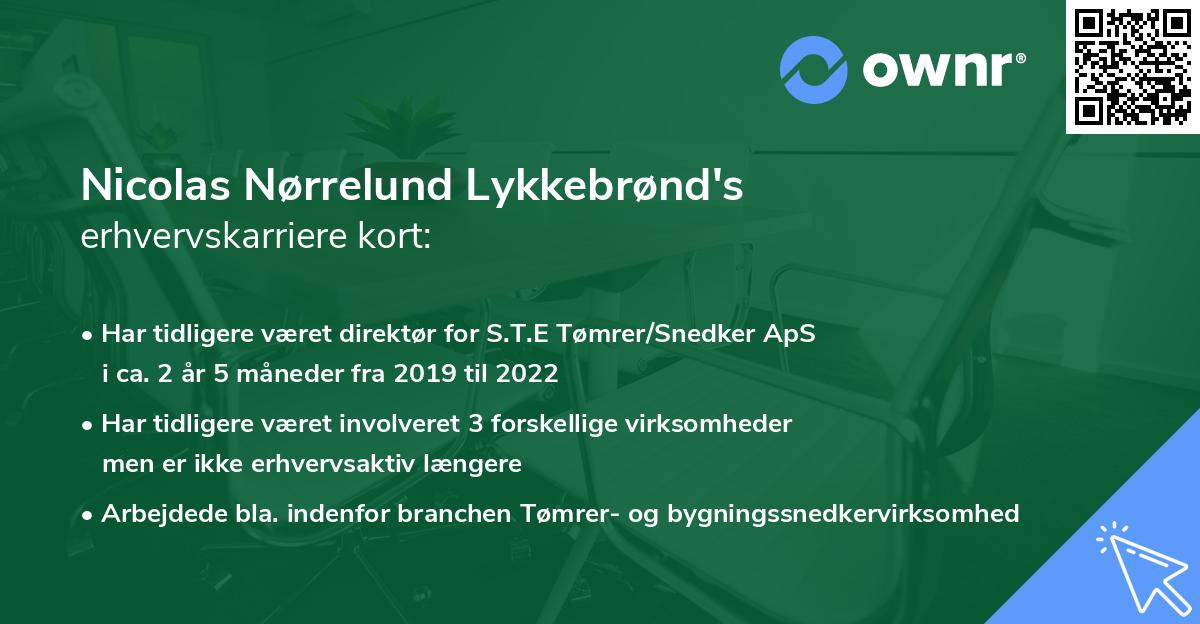 Nicolas Nørrelund Lykkebrønd's erhvervskarriere kort