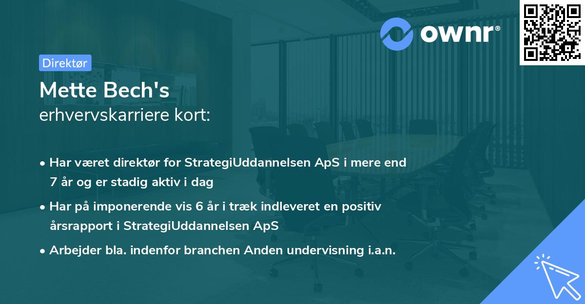 Mette Bech's erhvervskarriere kort