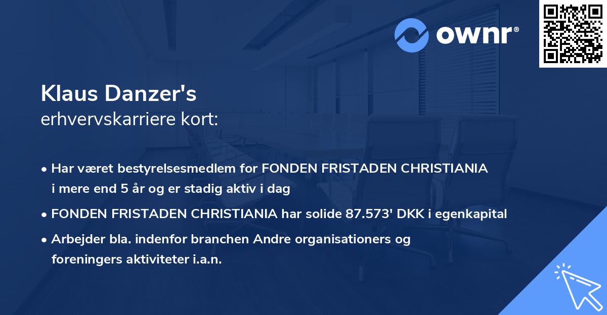 Klaus Danzer's erhvervskarriere kort