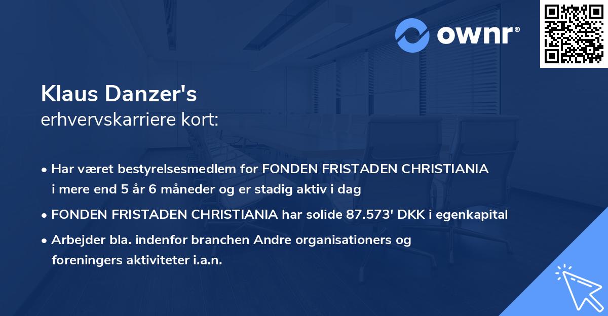 Klaus Danzer's erhvervskarriere kort