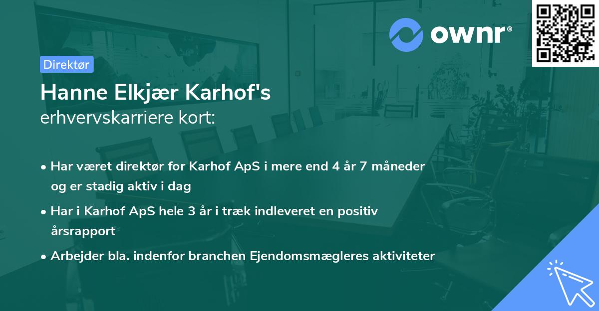 Hanne Elkjær Karhof's erhvervskarriere kort