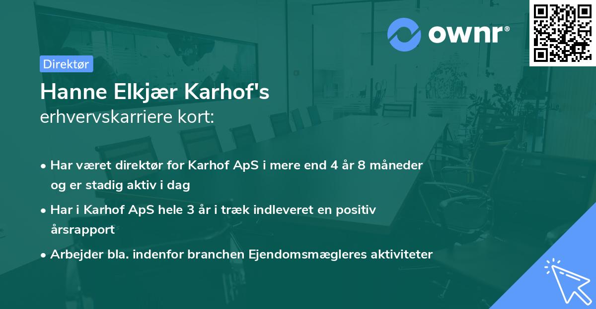 Hanne Elkjær Karhof's erhvervskarriere kort