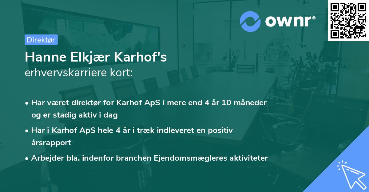Hanne Elkjær Karhof's erhvervskarriere kort
