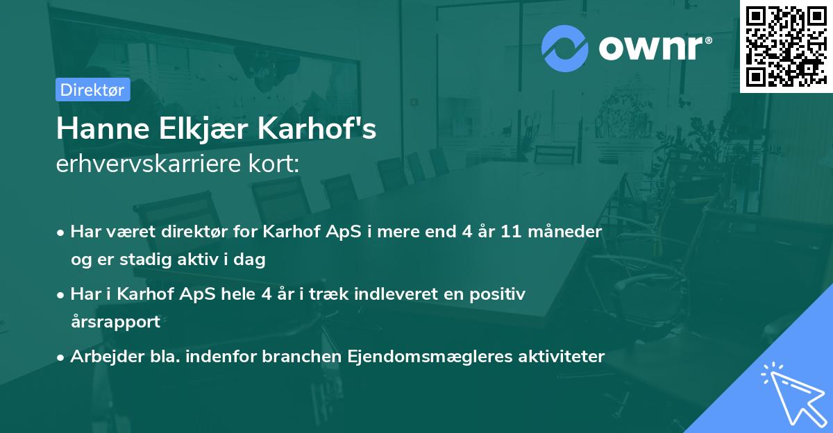Hanne Elkjær Karhof's erhvervskarriere kort