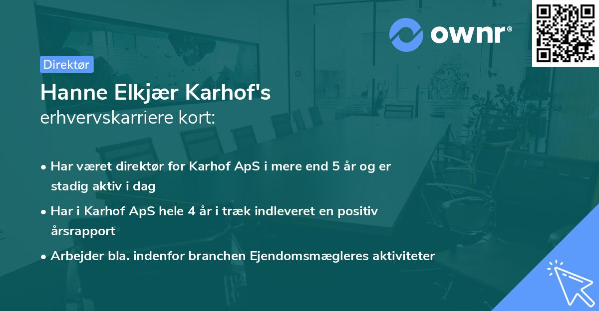 Hanne Elkjær Karhof's erhvervskarriere kort