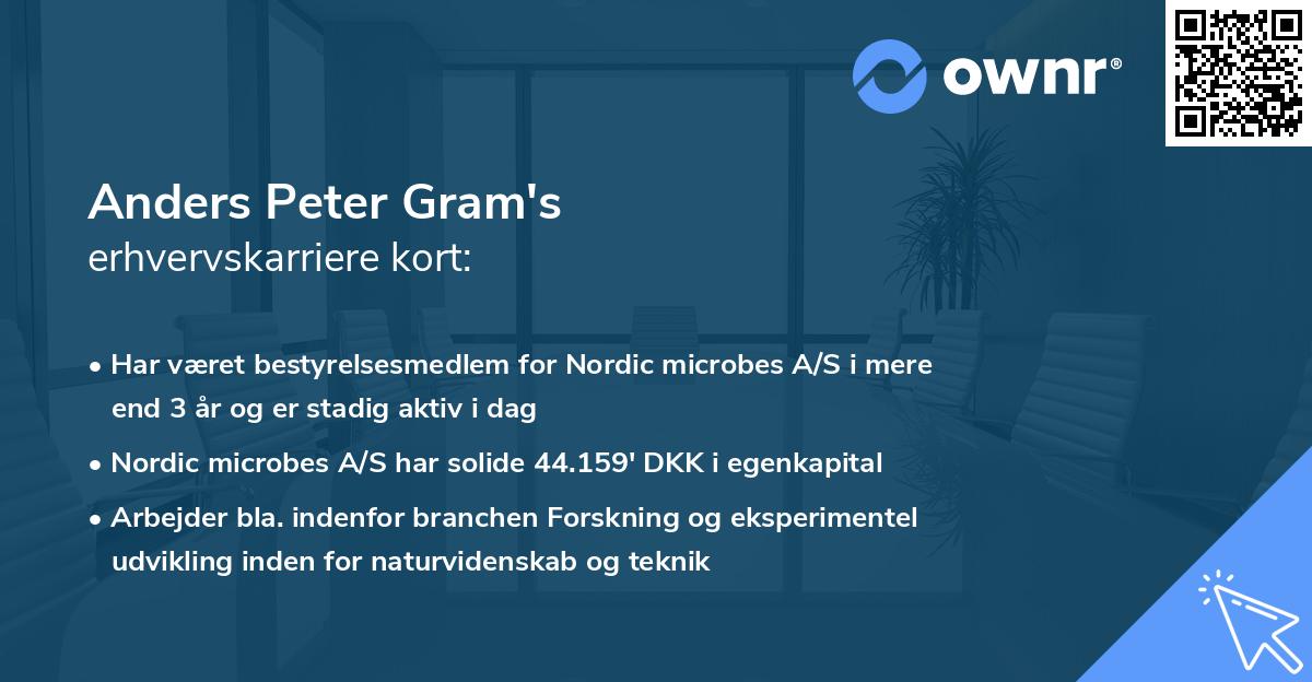 Anders Peter Gram's erhvervskarriere kort
