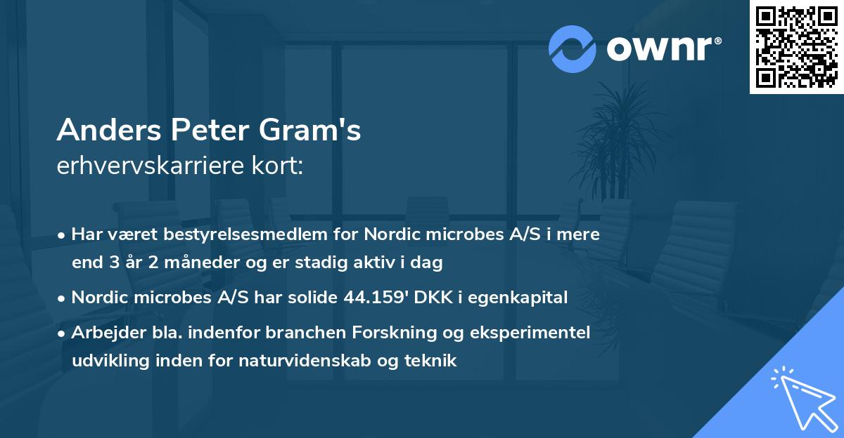 Anders Peter Gram's erhvervskarriere kort