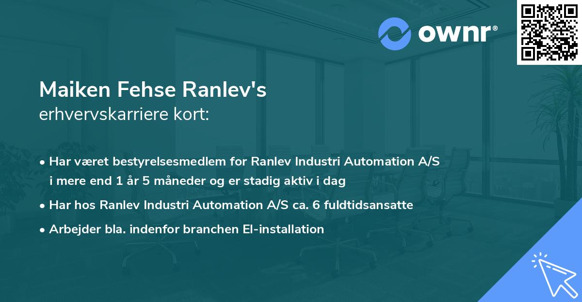 Maiken Fehse Ranlev's erhvervskarriere kort