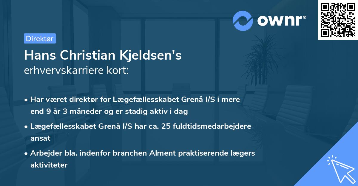 Hans Christian Kjeldsen's erhvervskarriere kort