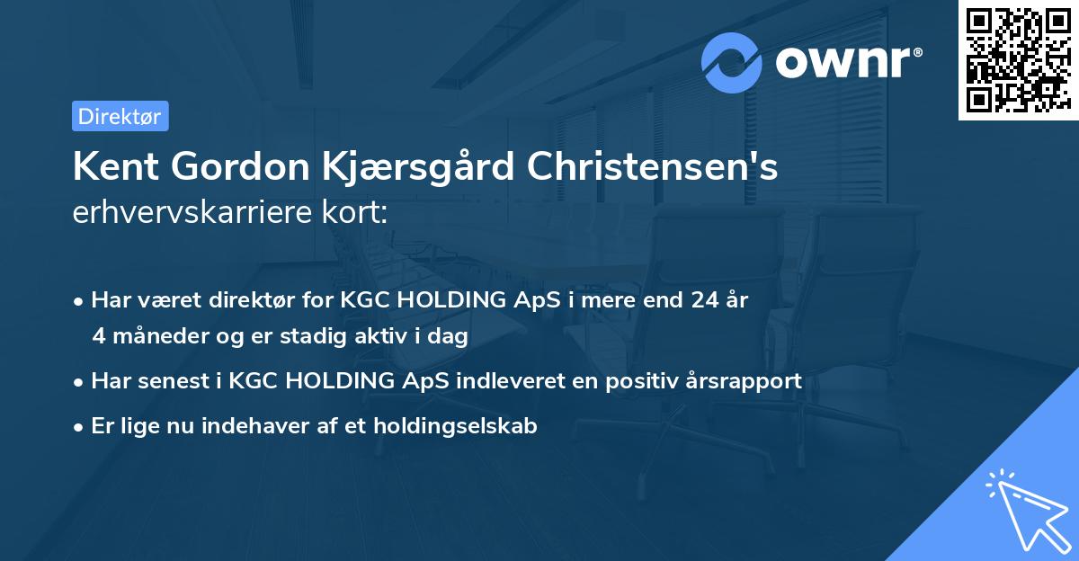 Kent Gordon Kjærsgård Christensen's erhvervskarriere kort