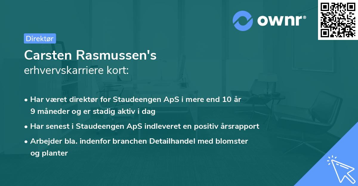 Carsten Rasmussen's erhvervskarriere kort
