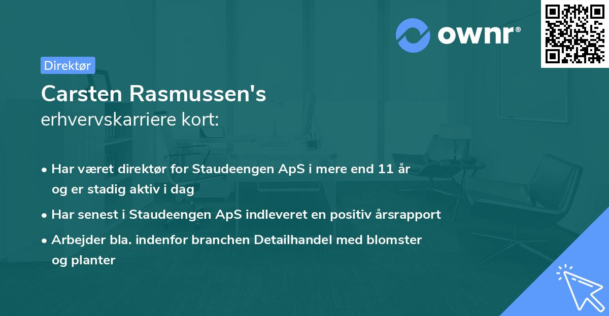 Carsten Rasmussen's erhvervskarriere kort