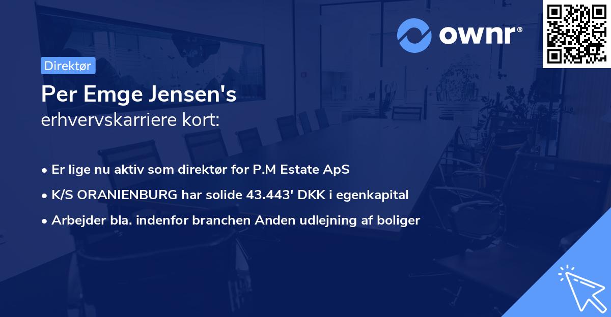 Per Emge Jensen's erhvervskarriere kort