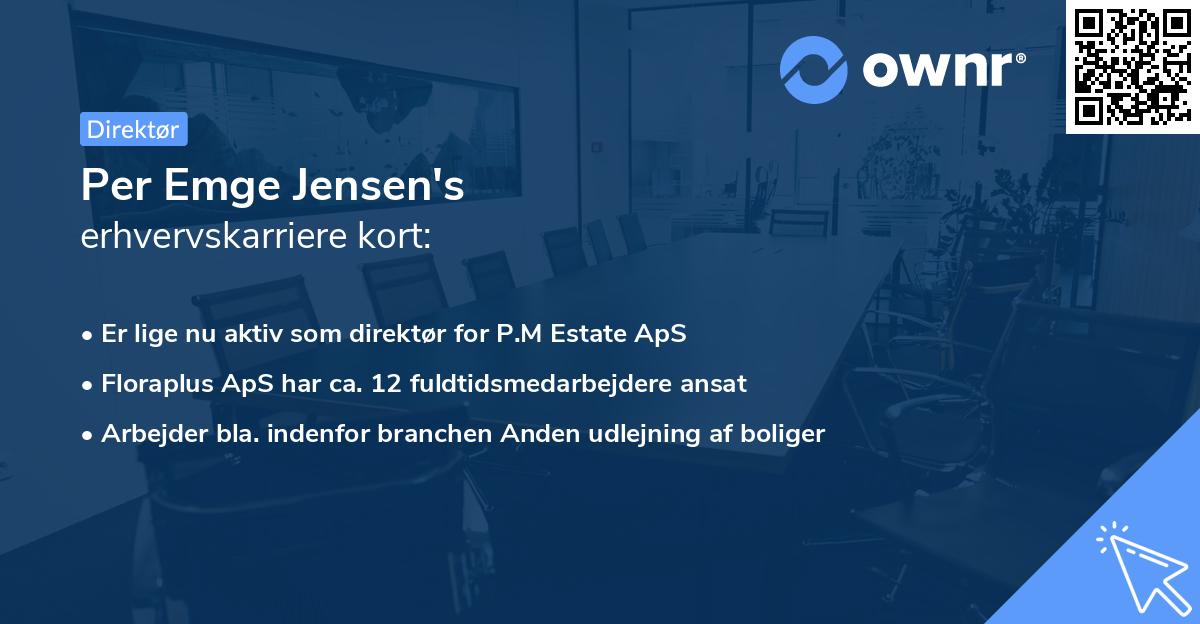 Per Emge Jensen's erhvervskarriere kort